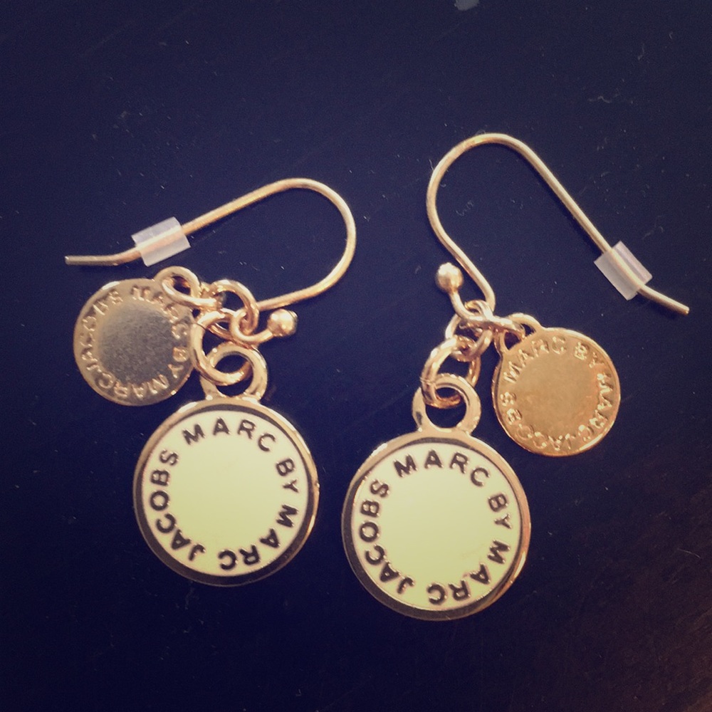 Marc Jacobs gold and cream dangle earrings